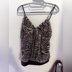 Seduction Y2K Sequin Print Tank Bubble Top NWOT